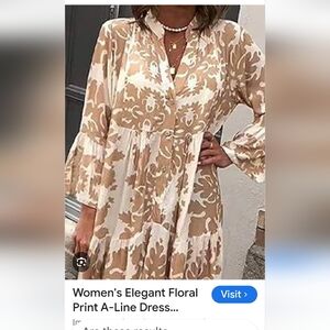 Elegant Floral Print A-Line Dress